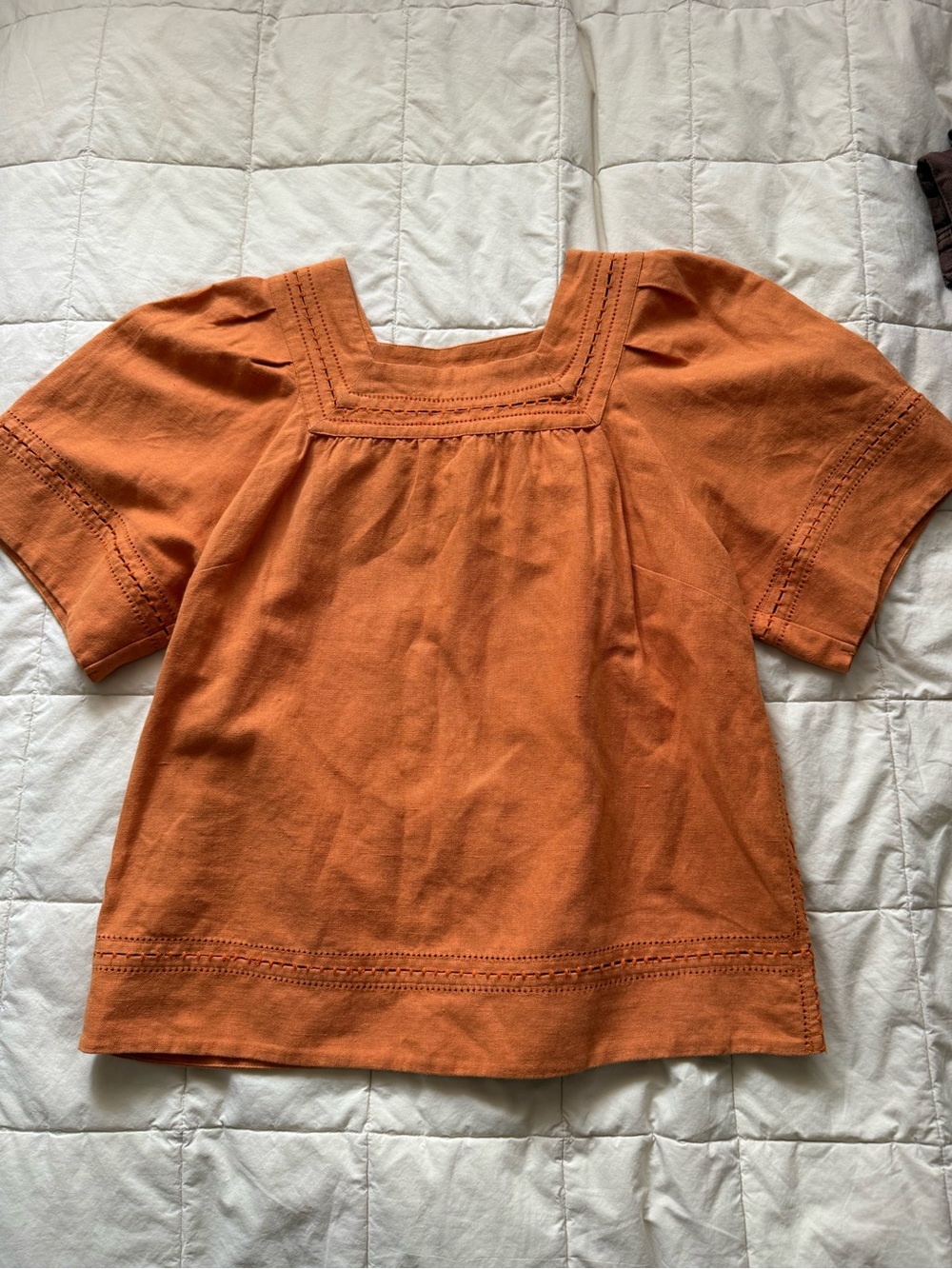Sea New York Square Neck Embroidered Top - Orange